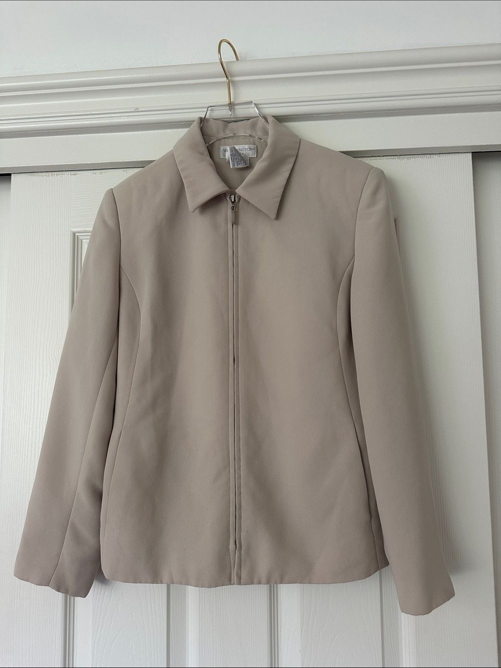 Worthington Women's Beige Zip-Front Bomber Jacket